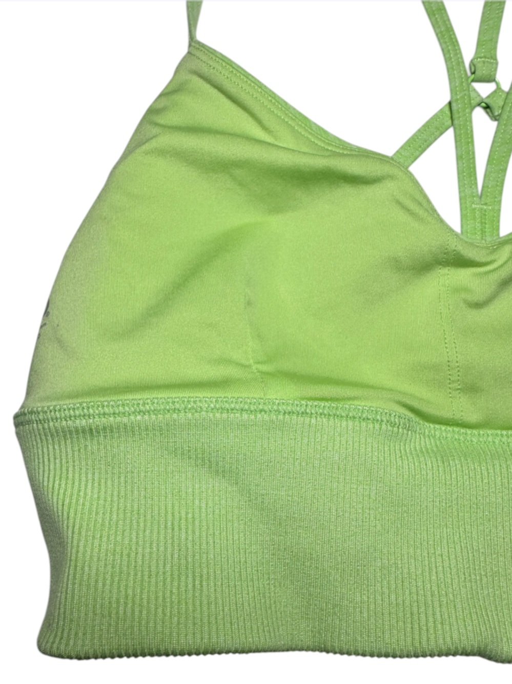 Alo Yoga Alosoft Lavish Bra Neon Lime Heather Green Strappy S - Picture 4 of 17